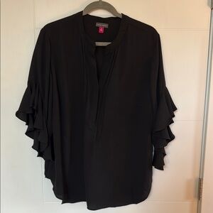 Black Ruffled Sleeve Top